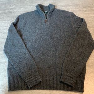 J. Crew Gray Quarter Zip Lambs Wool Sweater Medium